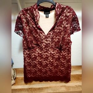 Lane Bryant Burgandy Lace top